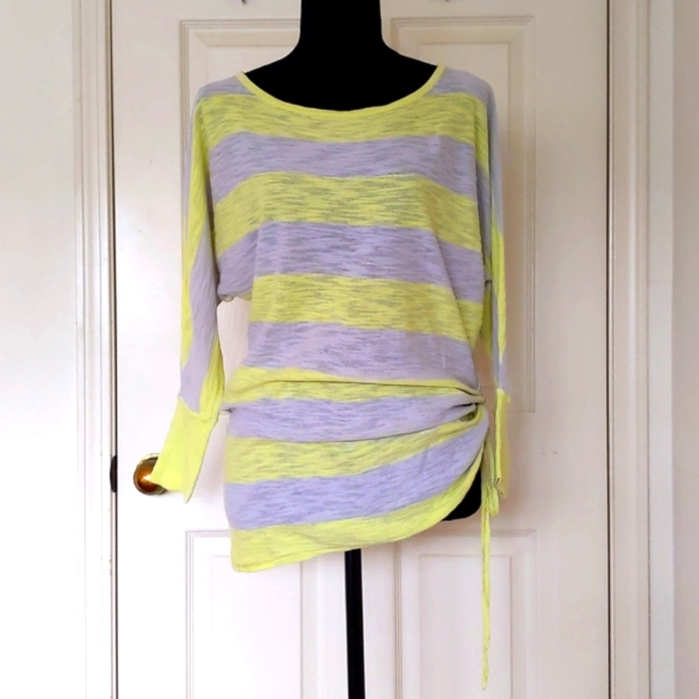NWT. Express Cotton and Rayon Loose Fit 3/4 Sleeve Top with multi color stripes.